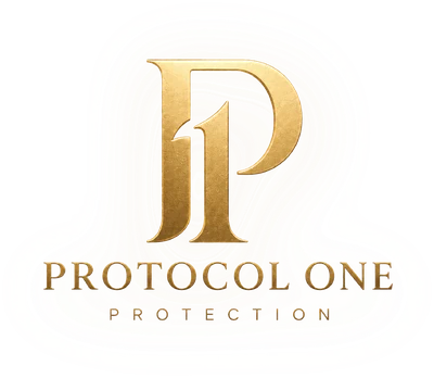 Protocol One Protection — golden P1 monogram